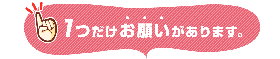 1つだけお願いがあります。